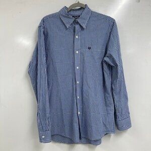 0374 Chaps Blue Gingham Button-Up Shirt | Classic Preppy Style